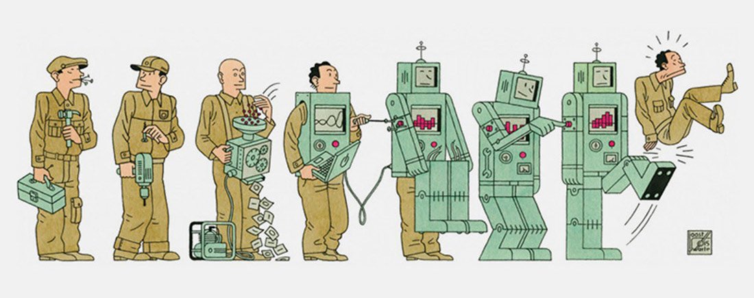 men and robots