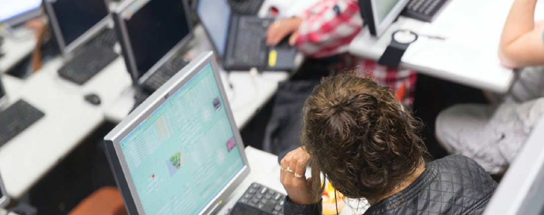 Woman working with a computer