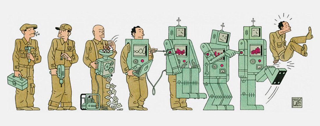 men and robots