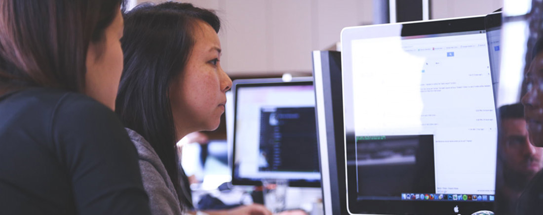 Woman working with a computer